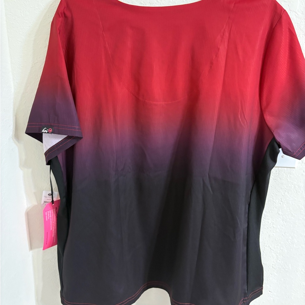Koi Active Life Women's Red, Purple & Black Gradient Scrub Top. NWT. - Picture 6 of 12